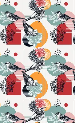 Blackout roller blind birds print