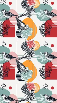 Blackout roller blind birds print