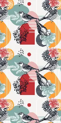 Blackout roller blind birds print