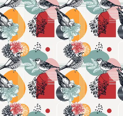 Blackout roller blind birds print