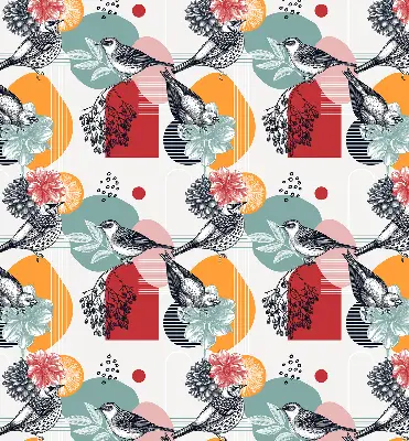 Blackout roller blind birds print