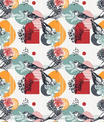 Blackout roller blind birds print