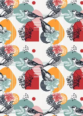 Blackout roller blind birds print