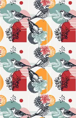 Blackout roller blind birds print