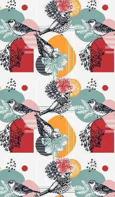Blackout roller blind birds print