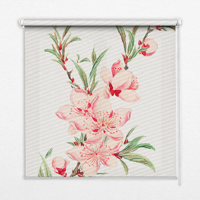 Blackout roller blind for window pink flower design