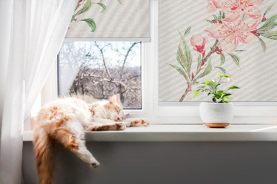 Blackout roller blind for window Pink flower