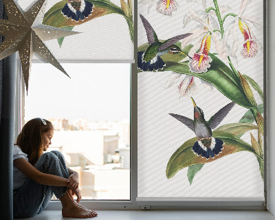 Blackout roller blind Birds on a flower