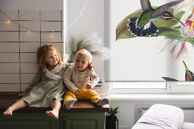 Blackout roller blind Birds on a flower