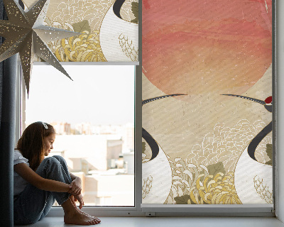 Blackout roller blind for window Cranes at sunset