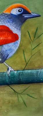 Blackout roller blind A bird on a branch