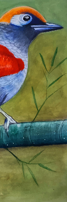 Blackout roller blind A bird on a branch