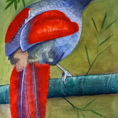 Blackout roller blind A bird on a branch
