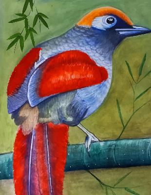 Blackout roller blind A bird on a branch