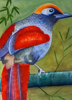 Blackout roller blind A bird on a branch