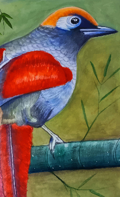 Blackout roller blind A bird on a branch