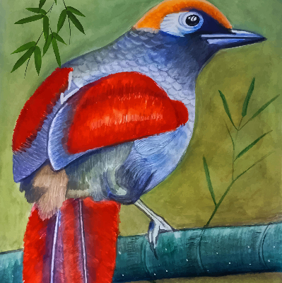 Blackout roller blind A bird on a branch