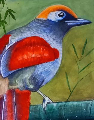 Blackout roller blind A bird on a branch