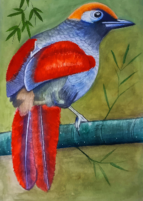 Blackout roller blind A bird on a branch
