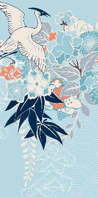 Blackout roller blind for window Heron in flowers