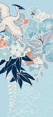 Blackout roller blind for window heron in flowers print