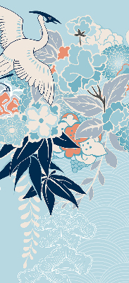 Blackout roller blind for window Heron in flowers