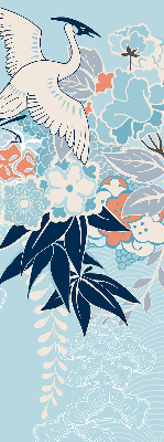 Blackout roller blind for window Heron in flowers