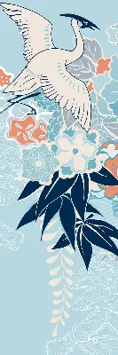 Blackout roller blind for window heron in flowers print
