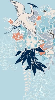 Blackout roller blind for window Heron in flowers