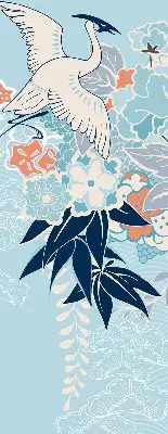 Blackout roller blind for window heron in flowers print