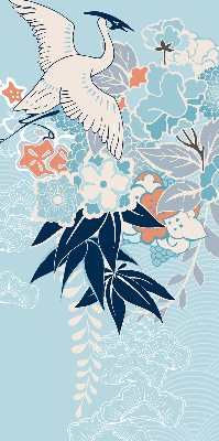 Blackout roller blind for window Heron in flowers