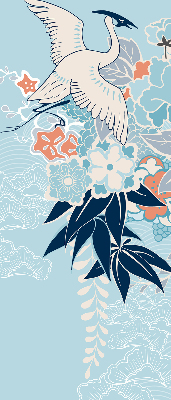 Blackout roller blind for window Heron in flowers