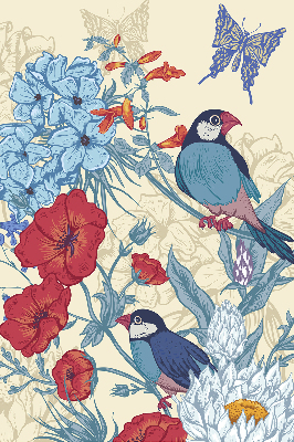 Fabric roller blind for window Birds among the flowers
