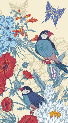 Fabric roller blind for window Birds among the flowers