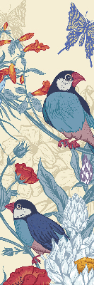 Fabric roller blind for window Birds among the flowers