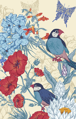 Fabric roller blind for window Birds among the flowers