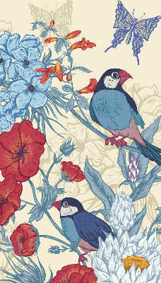 Fabric roller blind for window Birds among the flowers