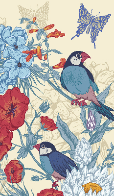 Fabric roller blind for window Birds among the flowers