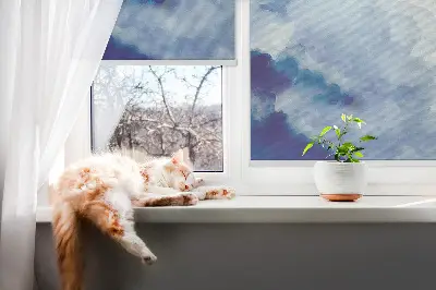 Blackout roller window blind with clouds pattern