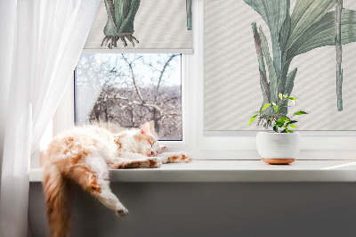 Fabric roller blind for window Flower
