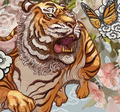 Blackout roller blind Tiger in flowers