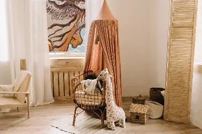 Blackout roller blind tiger in flowers design