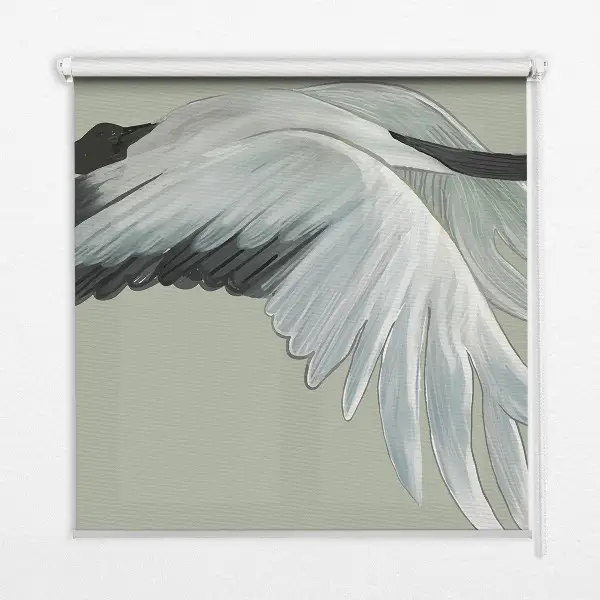 Blackout roller blind featuring a crane in flight design