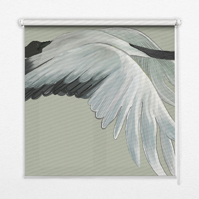 Blackout roller blind featuring a crane in flight design