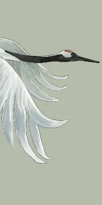 Blackout roller blind featuring a crane in flight design