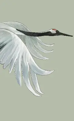 Blackout roller blind featuring a crane in flight design