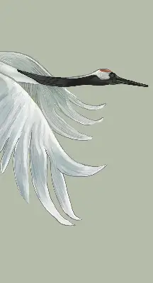 Blackout roller blind featuring a crane in flight design