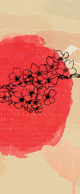 Fabric roller blind for window Flowers in a red circle