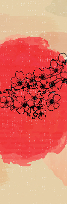 Fabric roller blind for window Flowers in a red circle