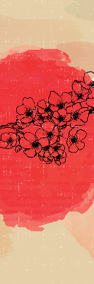 Fabric roller blind for window Flowers in a red circle